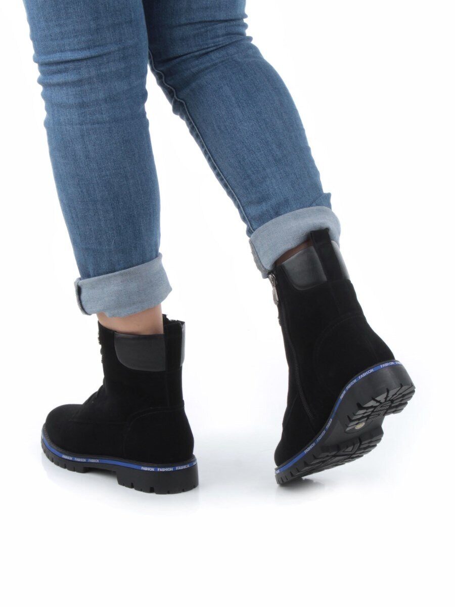 04- A8E1526-21B1100M BLACK Ботинки зимние женские (натуральная замша, натуральный мех)