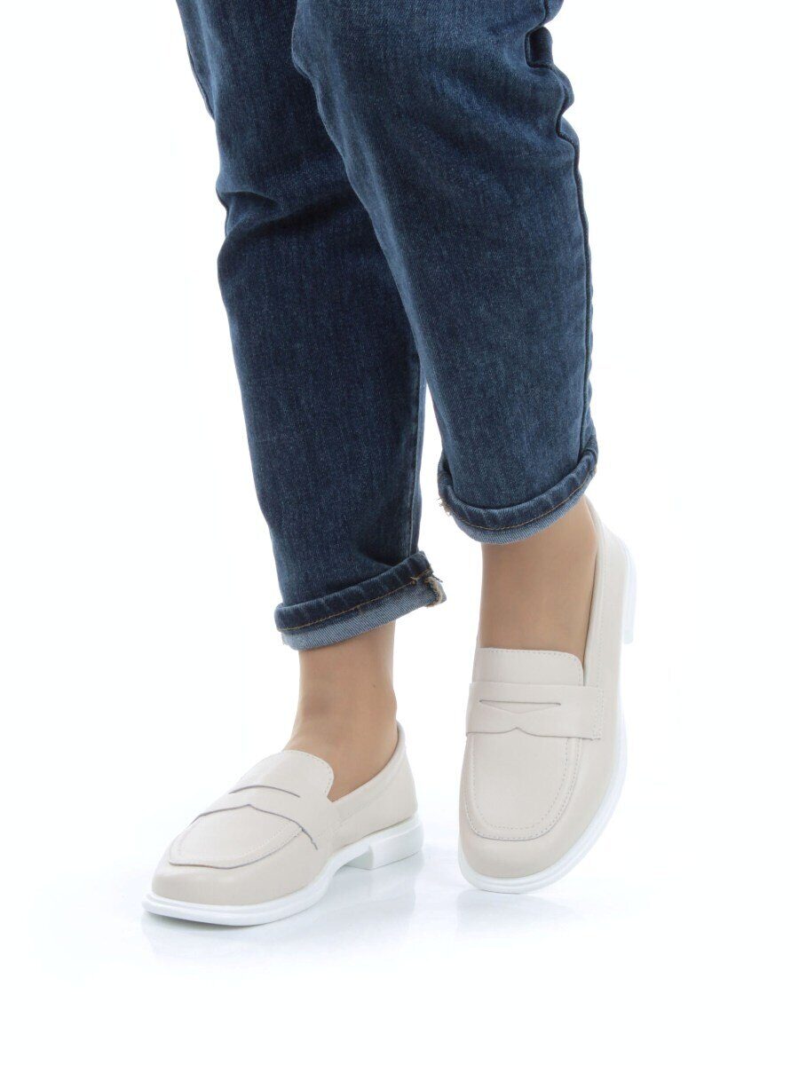 03-PDD191-1 BEIGE Лоферы женские (натуральная кожа)