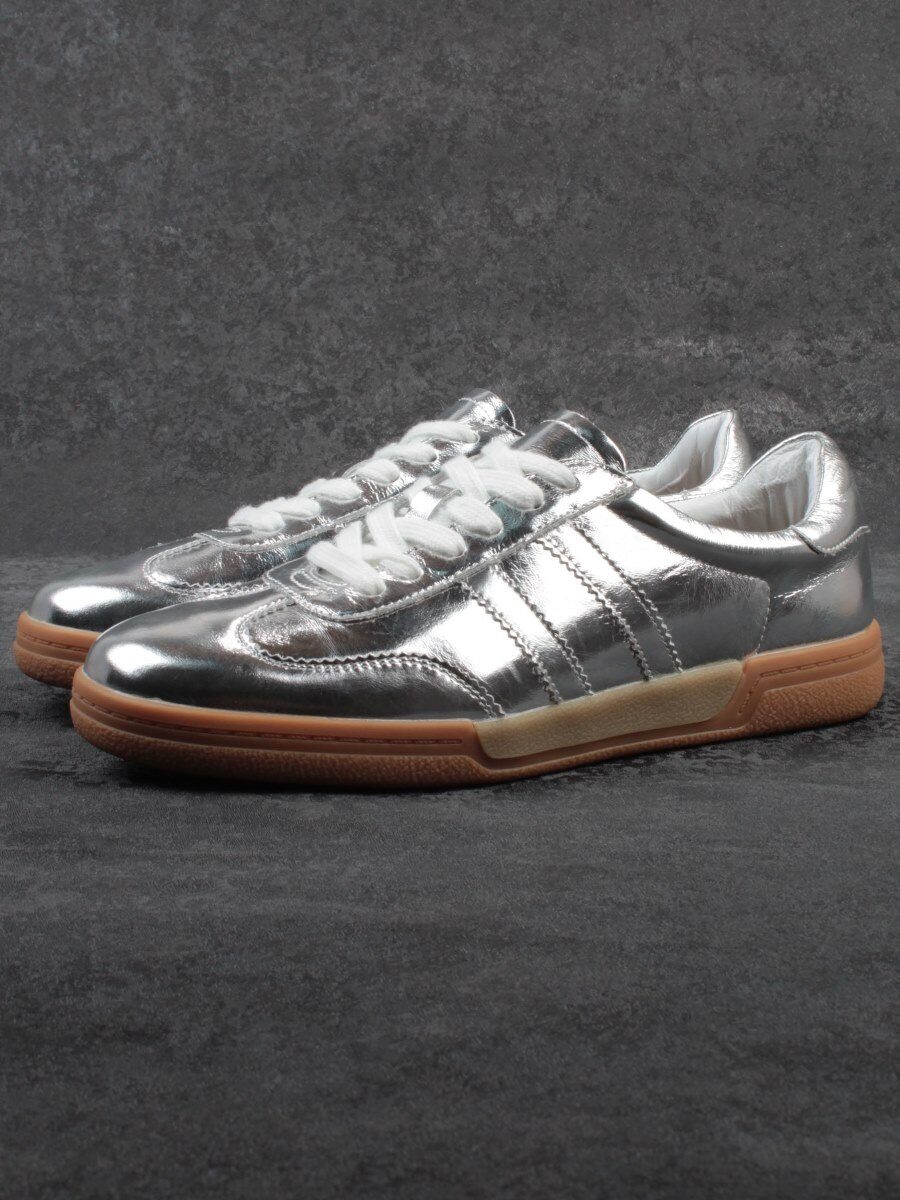 03-B6C-7C GREY/SILVER Кеды женские (натуральная кожа)