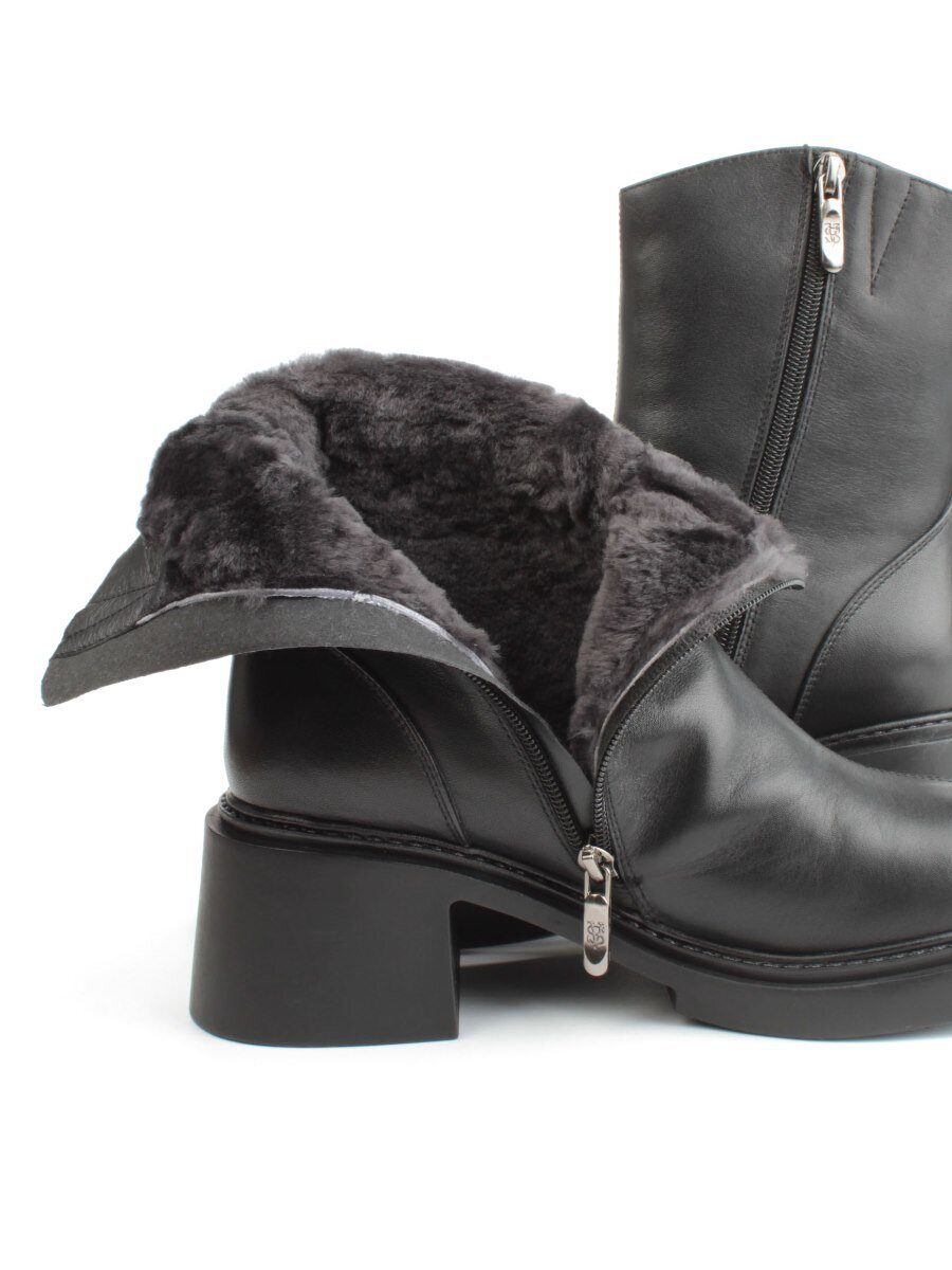 04-M3-L806 BLACK Ботинки зимние женские (натуральная кожа, натуральный мех)