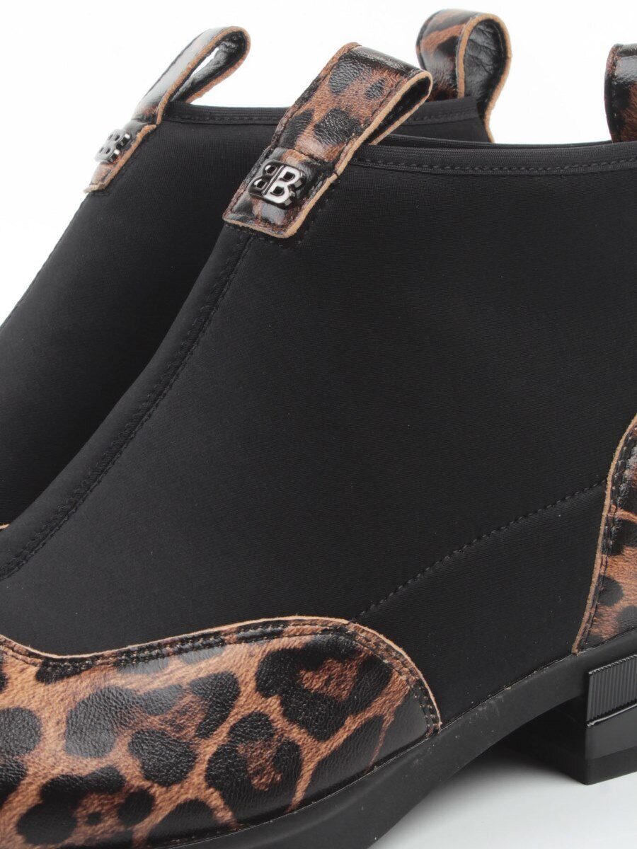 01-B44B-81PC BROWN/LEOPARD Ботинки демисезонные женские (натуральная кожа, текстиль, байка)