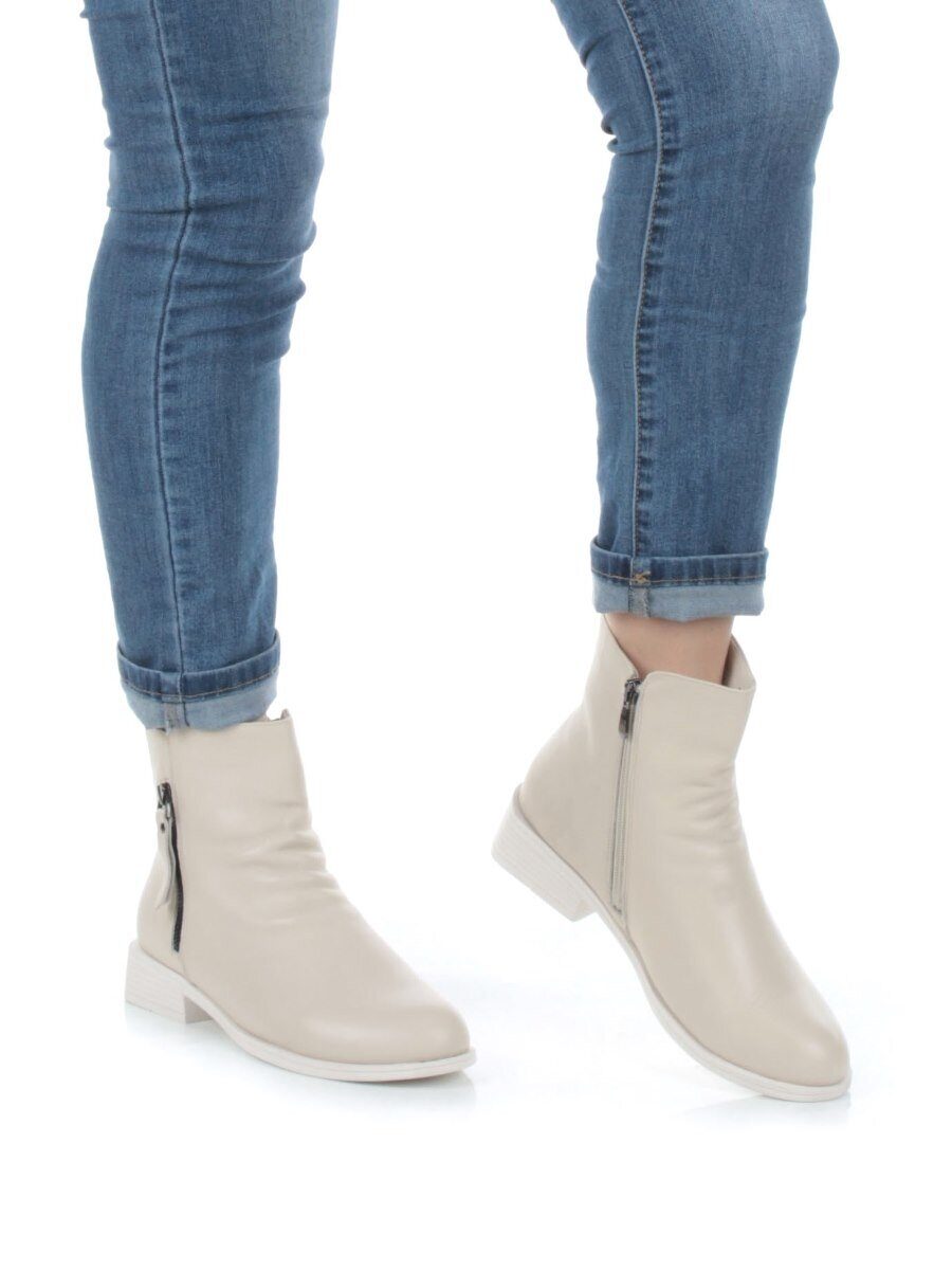 01- CHL41-3 BEIGE Ботинки демисезонные женские (натуральная кожа, байка)