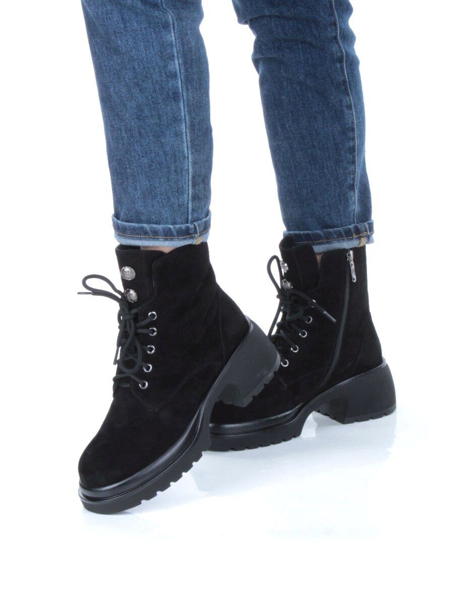 04-M3-H206 BLACK Ботинки зимние женские (натуральная замша, натуральный мех)
