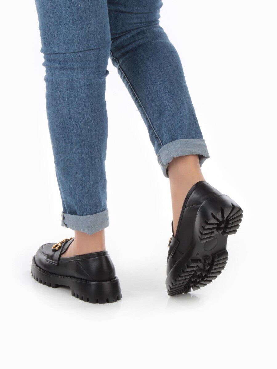 03-PDAG53-1 BLACK Лоферы женские (натуральная кожа)