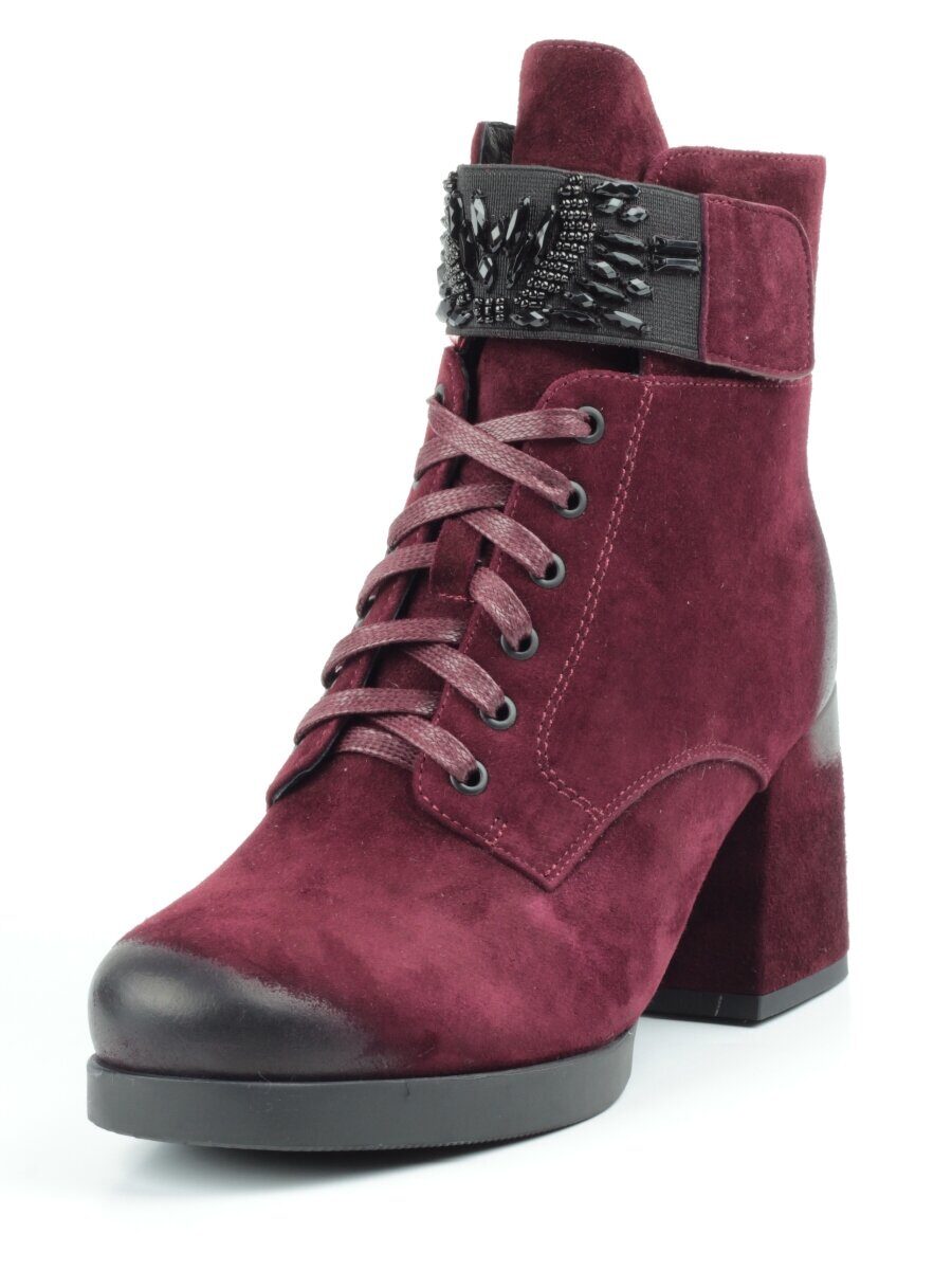 04-R135-2 BURGUNDY Ботинки зимние женские (натуральная замша, натуральный мех)