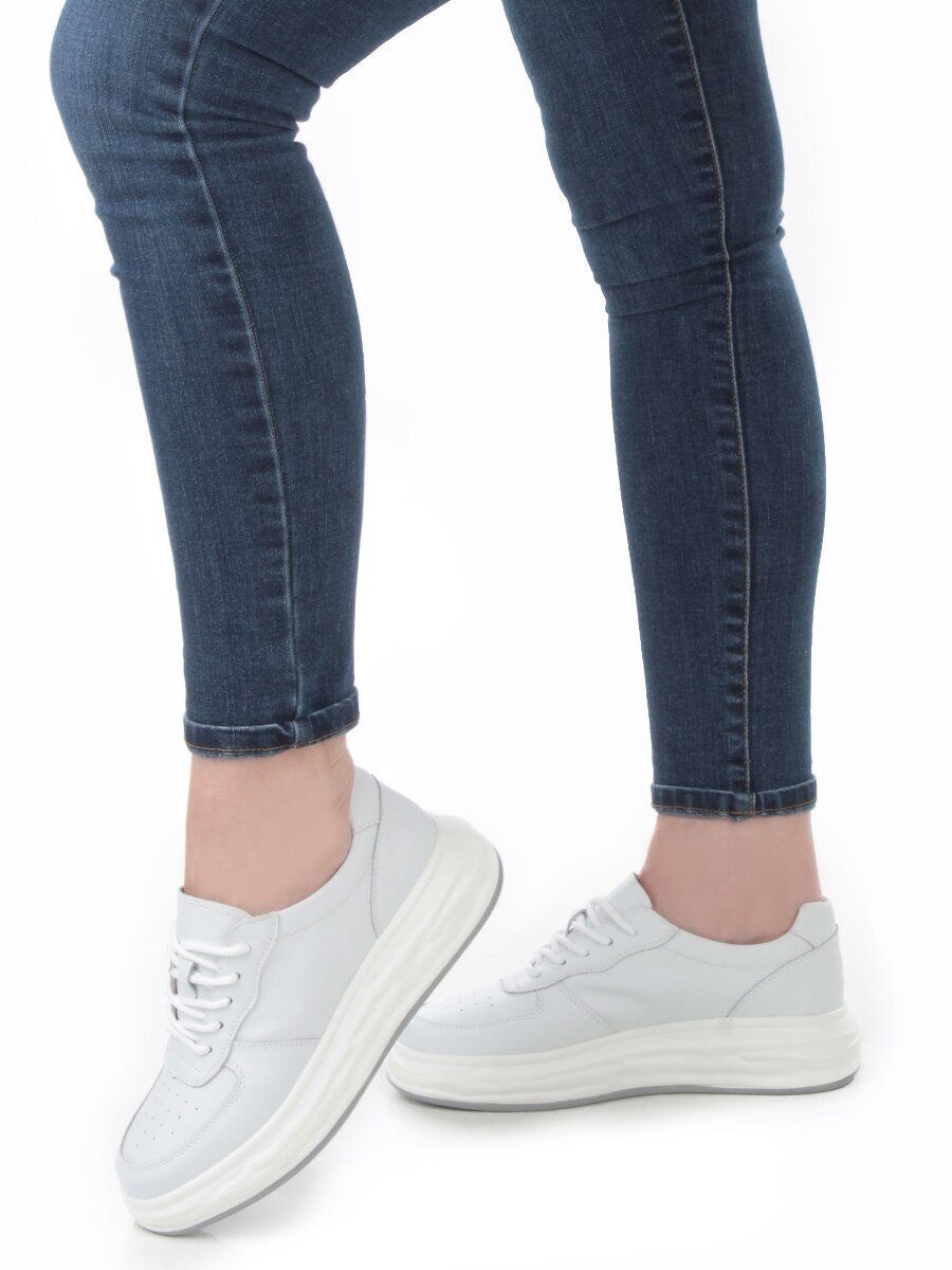05-PDD181-1 WHITE Кроссовки женские (натуральная кожа)