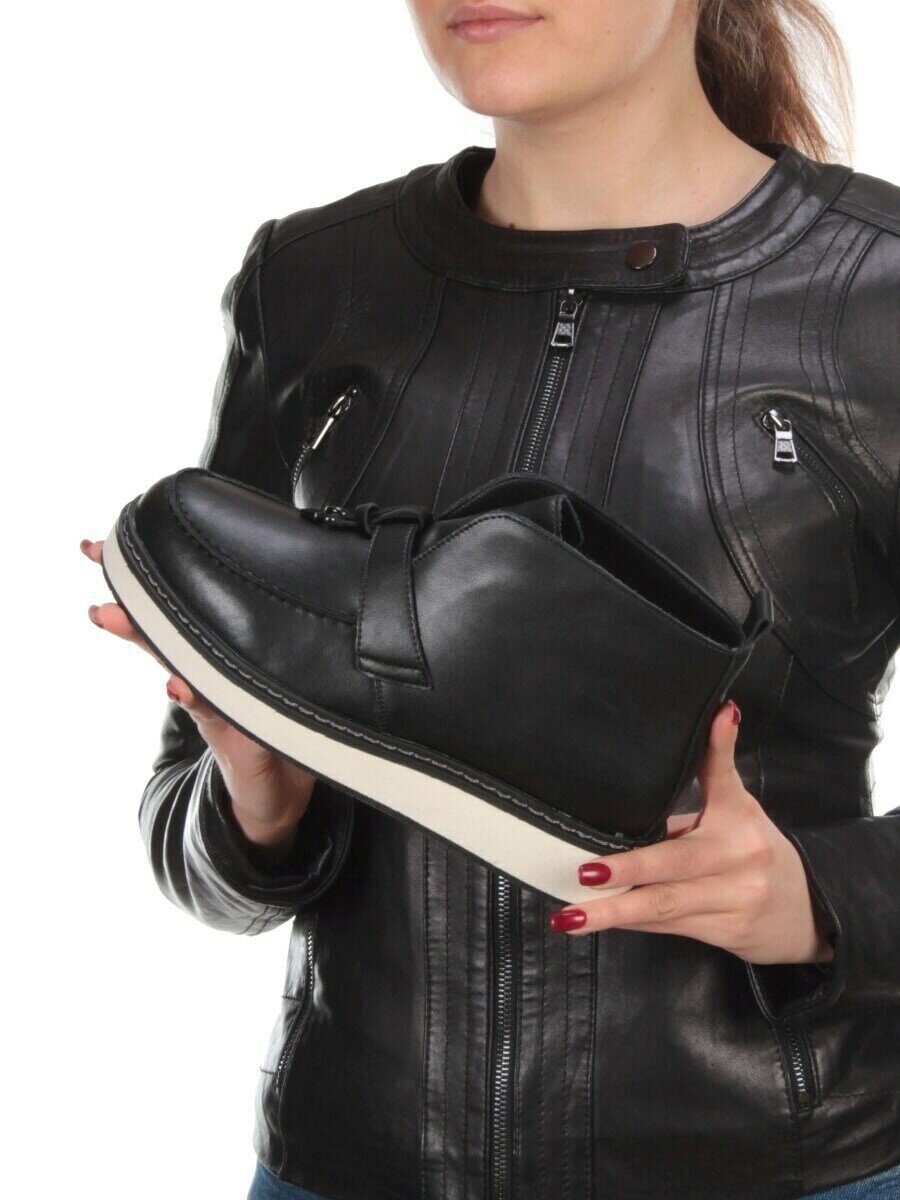 01-5172-1 BLACK Ботинки женские демисезонные (натуральная кожа, байка)