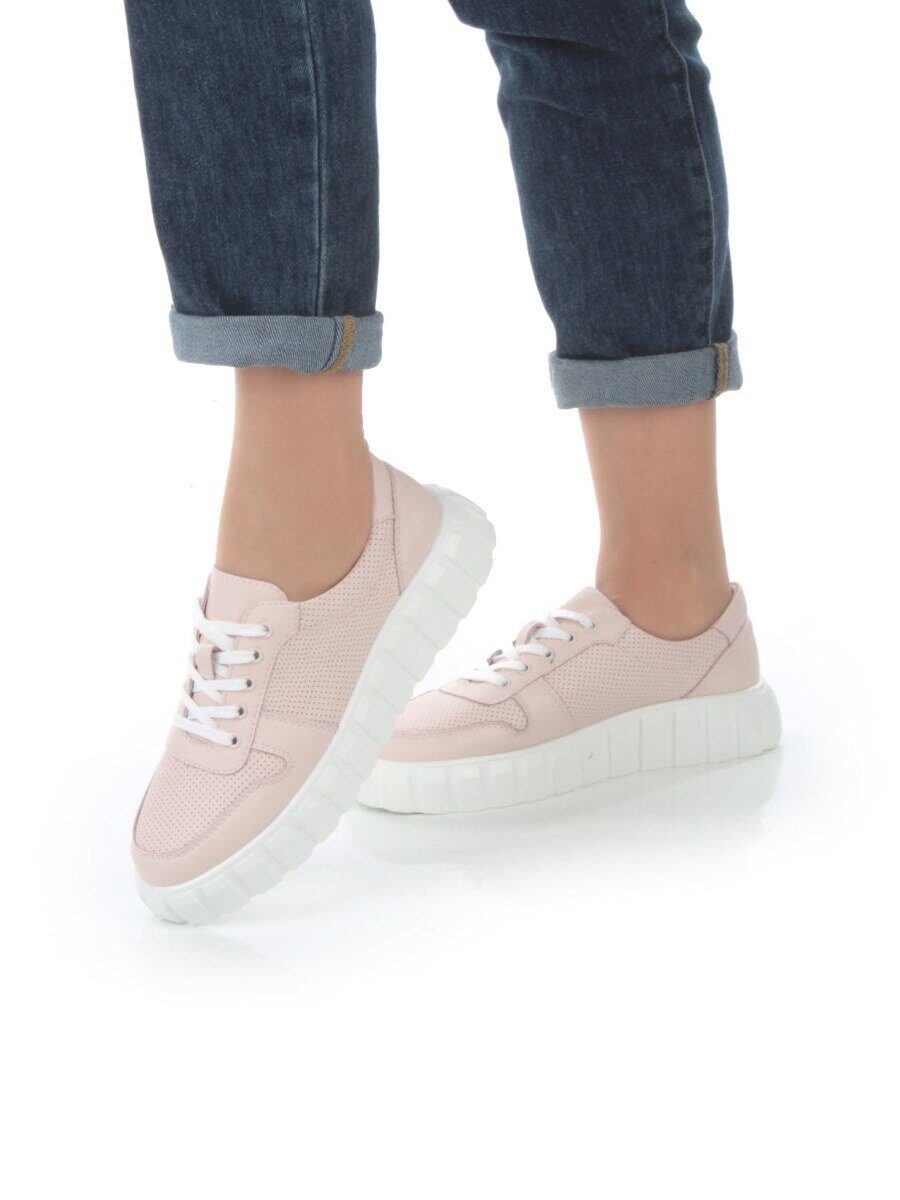 05-PDA97-2 PINK Кроссовки женские (натуральная кожа)