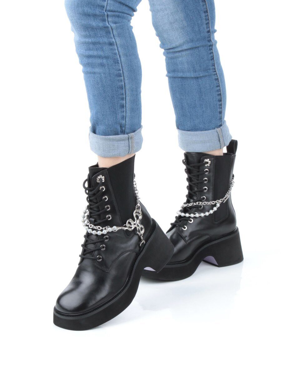 01-GZ6190-L61 BLACK Ботинки демисезонные женские (натуральная кожа)