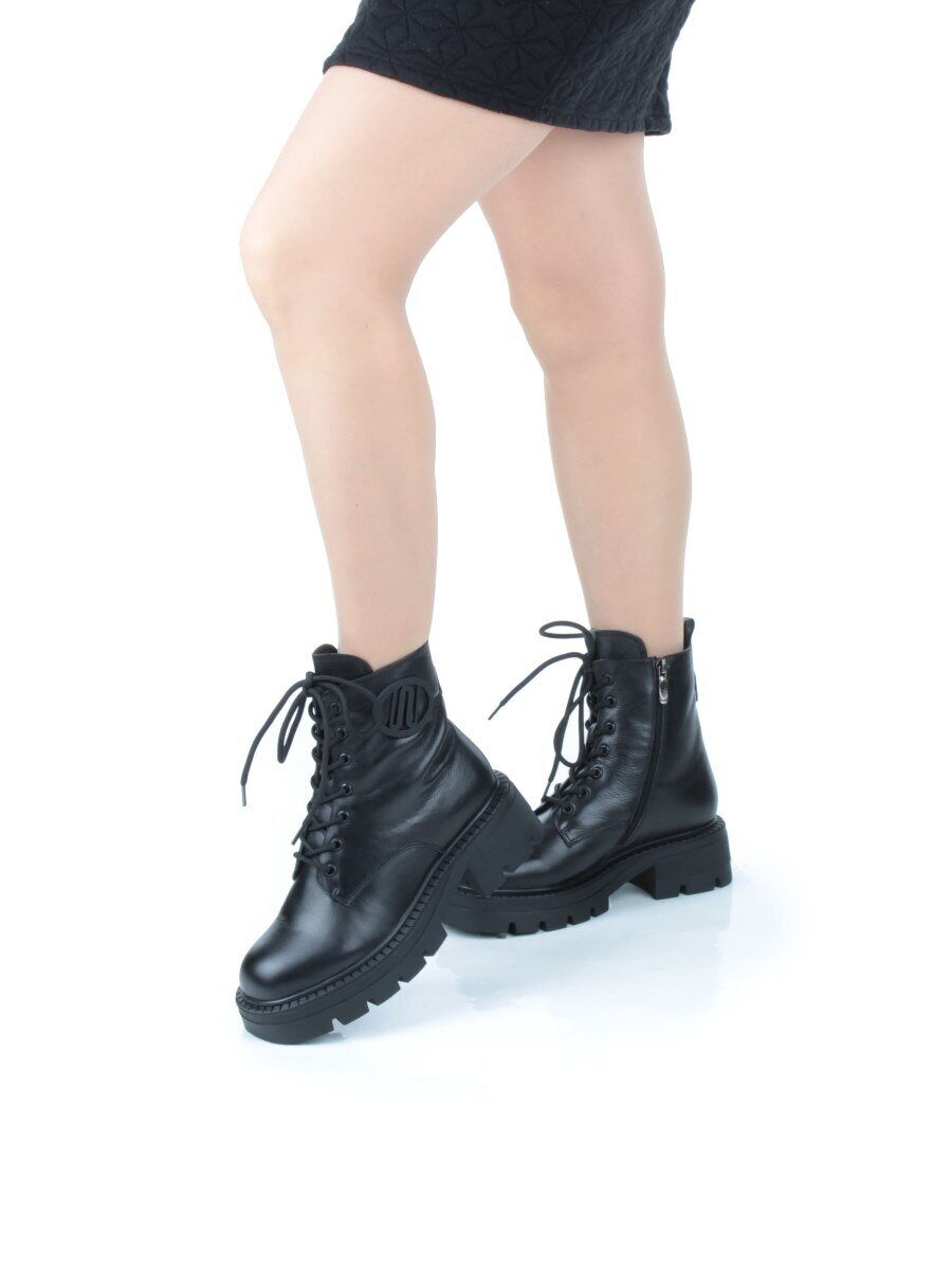 04-M3-1476 BLACK Ботинки зимние женские (натуральная кожа, натуральный мех)
