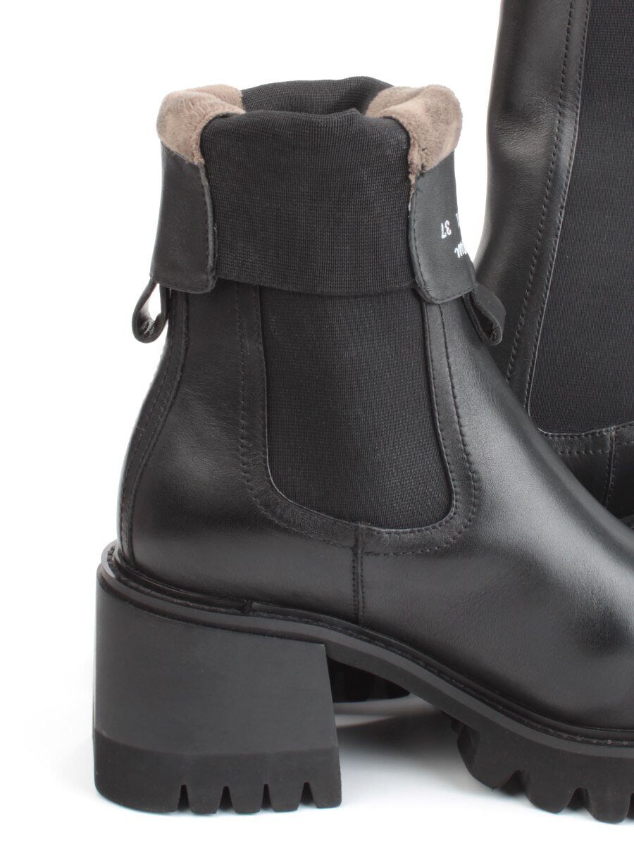 01-GZ6115-X81 BLACK Ботильоны демисезонные женские (натуральная кожа, байка)