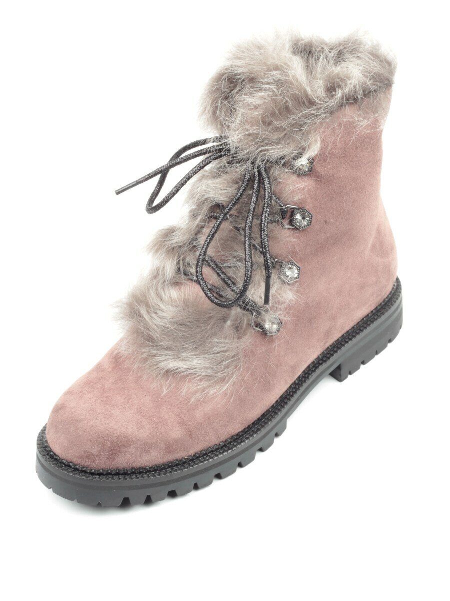 04-AH25-3 BROWN Ботинки зимние женские (натуральная замша, натуральный мех)