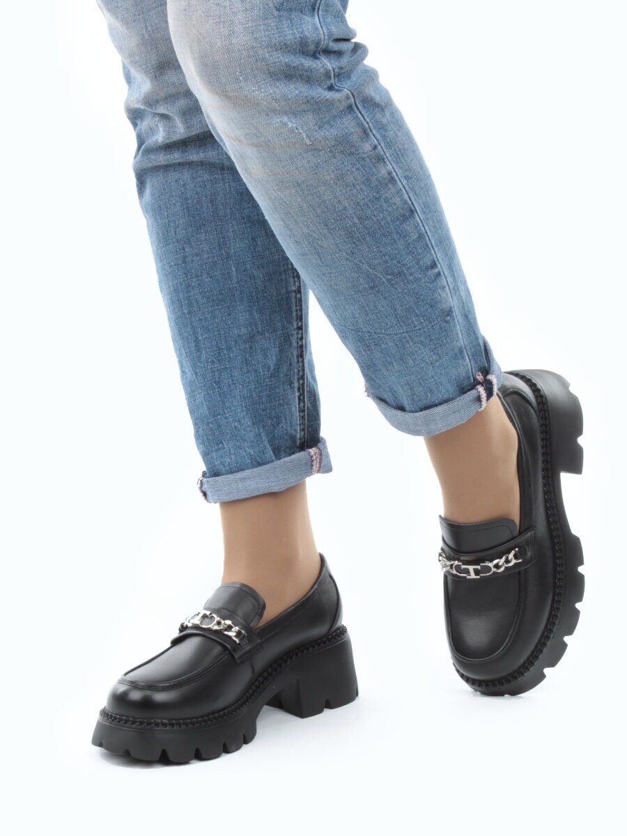 03-5939 BLACK Лоферы женские (натуральная кожа)