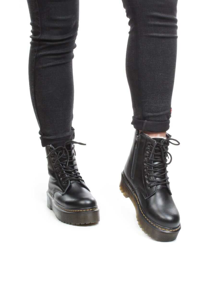 04-MB6022-1 BLACK Ботинки зимние женские (натуральная кожа, натуральный мех)