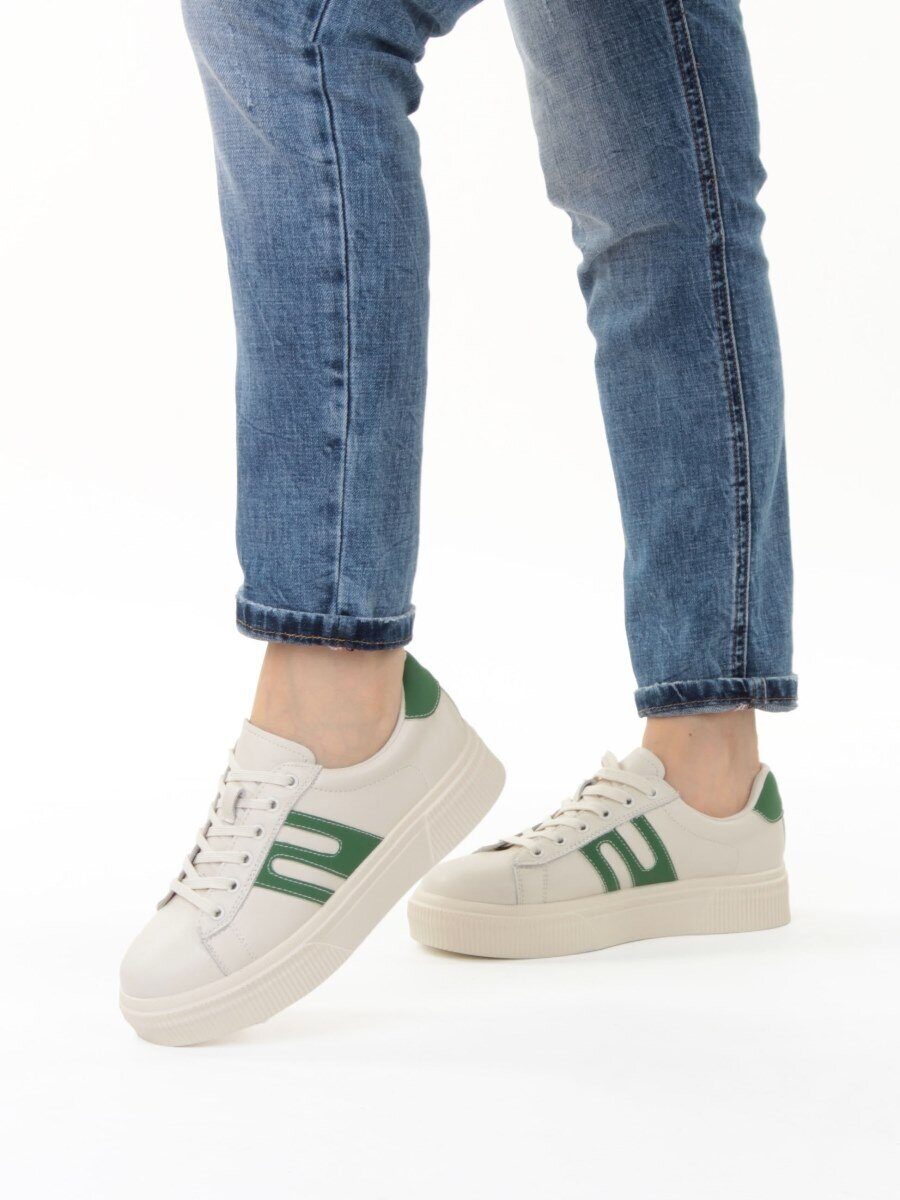 03-YC380-2 BEIGE Кроссовки женские (натуральная кожа)