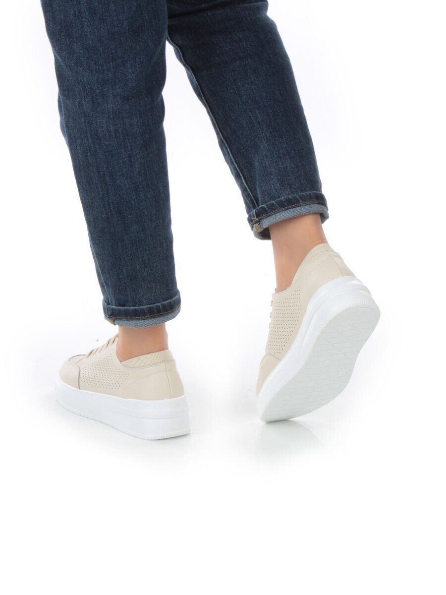 05-HY14-1D BEIGE Кроссовки женские (натуральная кожа)