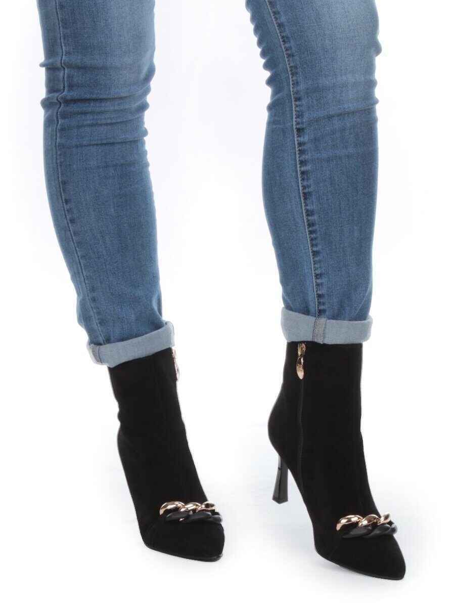 01-PCM343-2 BLACK Ботинки демисезонные женские (натуральная замша, байка)