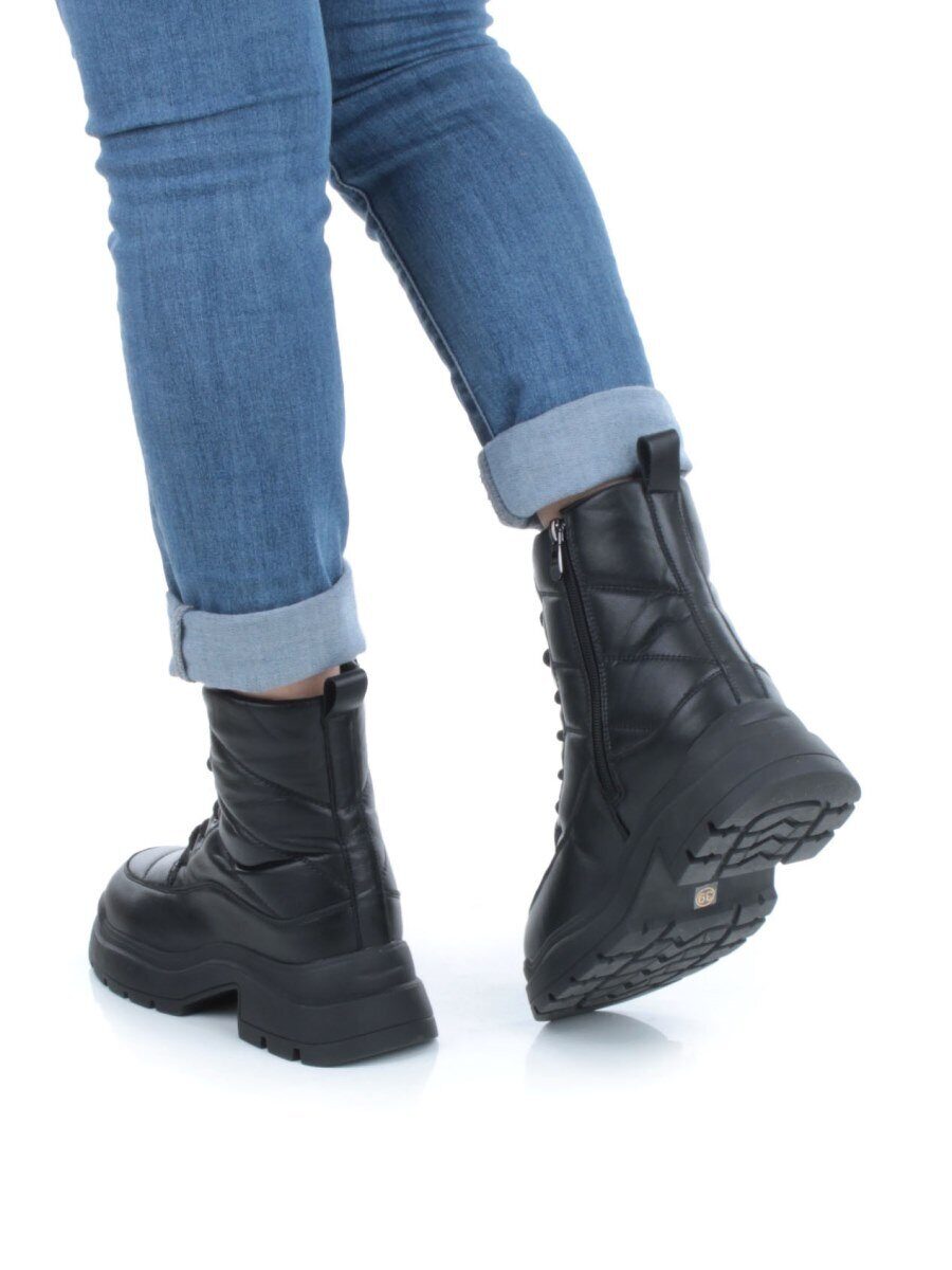 04-A117-1M BLACK Ботинки зимние женские (натуральная кожа, натуральная шерсть)