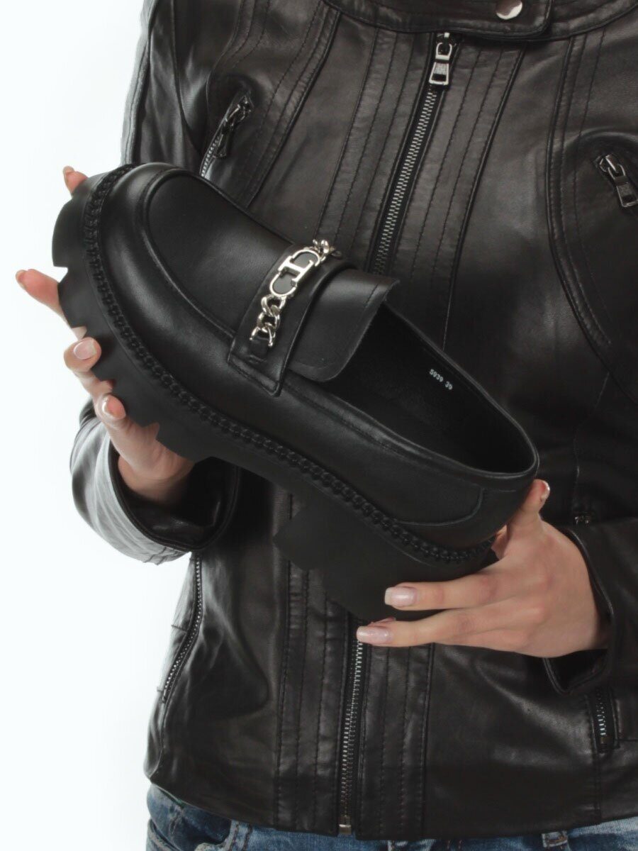 03-5939 BLACK Лоферы женские (натуральная кожа)