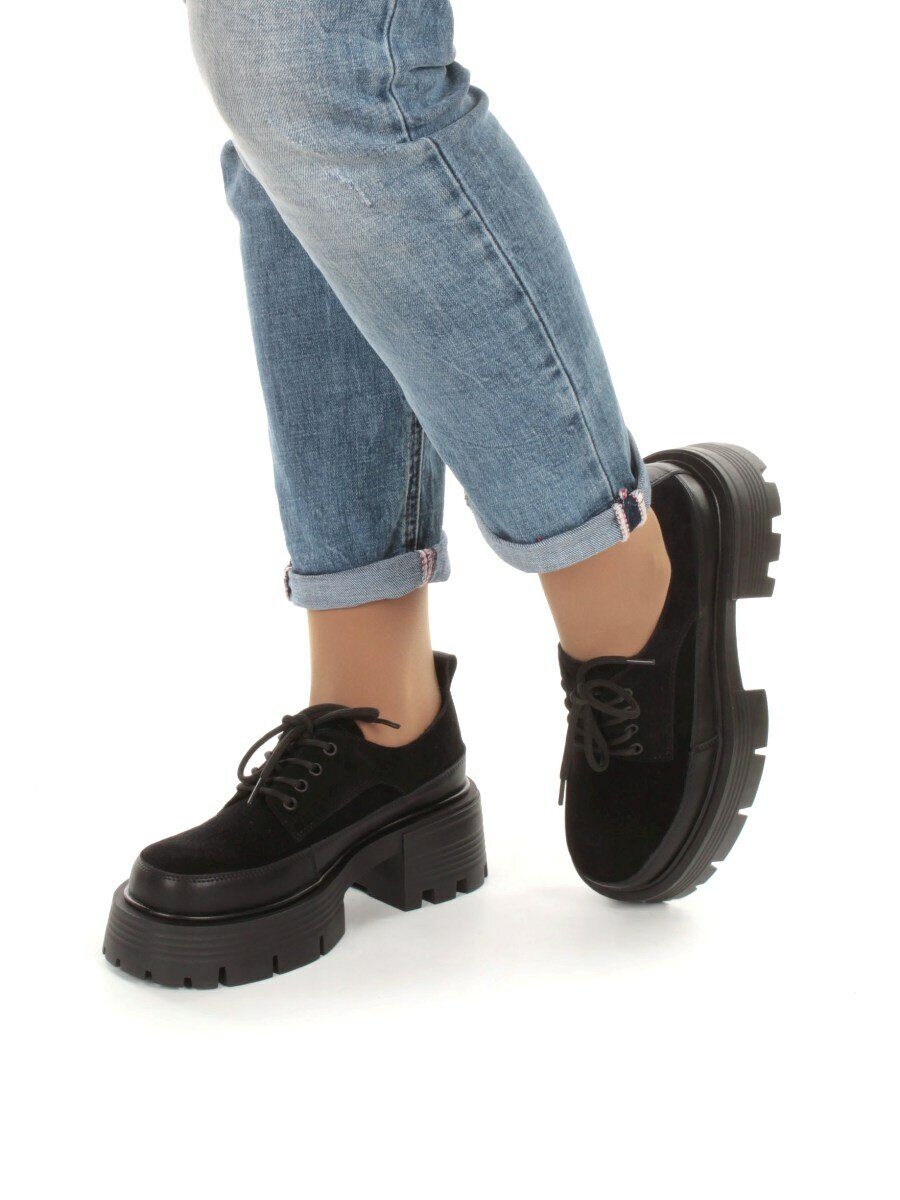 03-C1806-3 BLACK Полуботинки женские (натуральная замша)