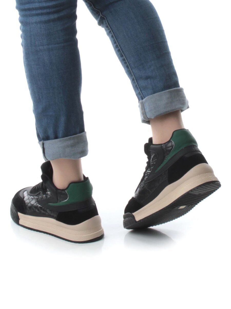 05-P48-1Z BLACK Кроссовки женские зимние (плащевая ткань, шерсть)