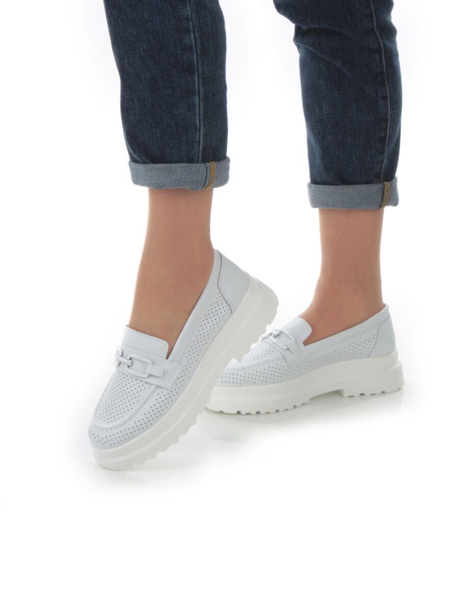 03-PDD190-2 WHITE Полуботинки женские (натуральная кожа)