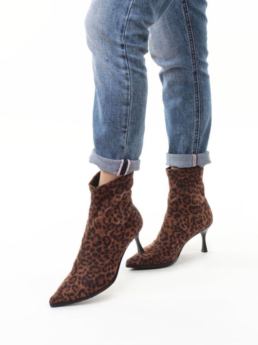 01-H26B-42PC BROWN LEOPARD Ботильоны демисезонные женские (искусственная замша)