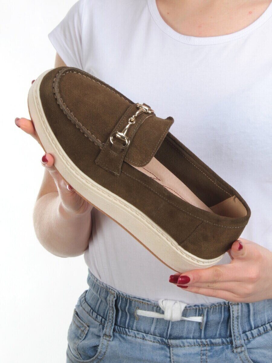 03-5062-10 BROWN Лоферы женские (натуральная замша)