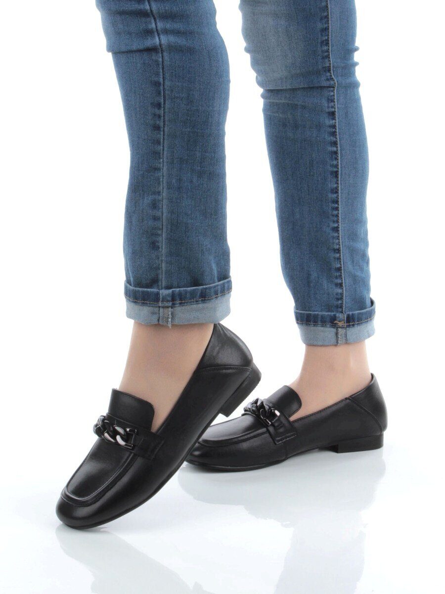 03-DCO117-1 BLACK Лоферы женские (натуральная кожа)