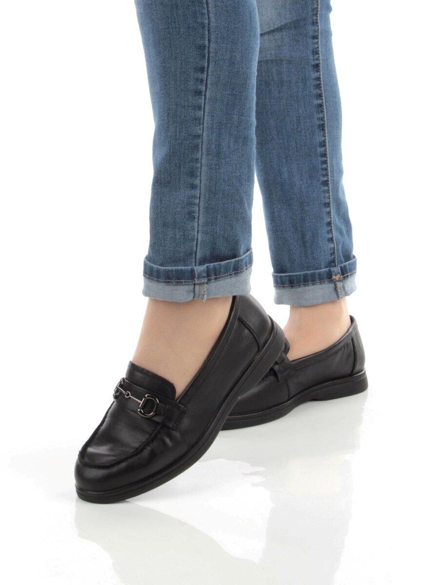 03-DYL143-1 BLACK Лоферы женские (натуральная кожа)