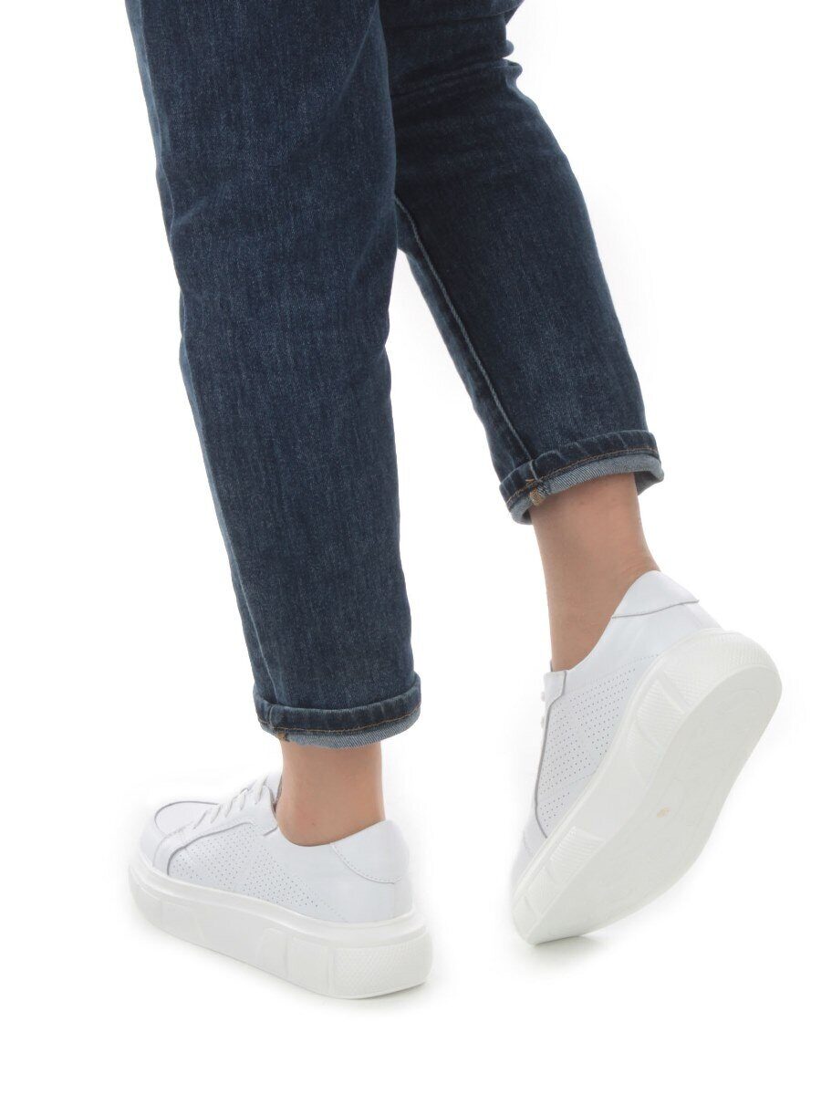 05-PDE35-1 WHITE Кроссовки женские (натуральная кожа)