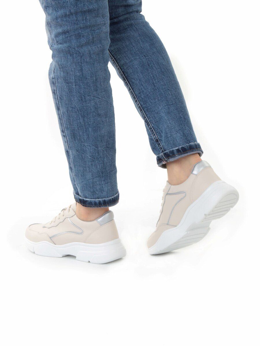 03-YJ435-2 BEIGE Кроссовки женские (натуральная кожа)