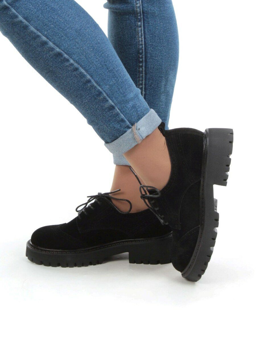 03-5928-2 BLACK Полуботинки женские (натуральная замша)