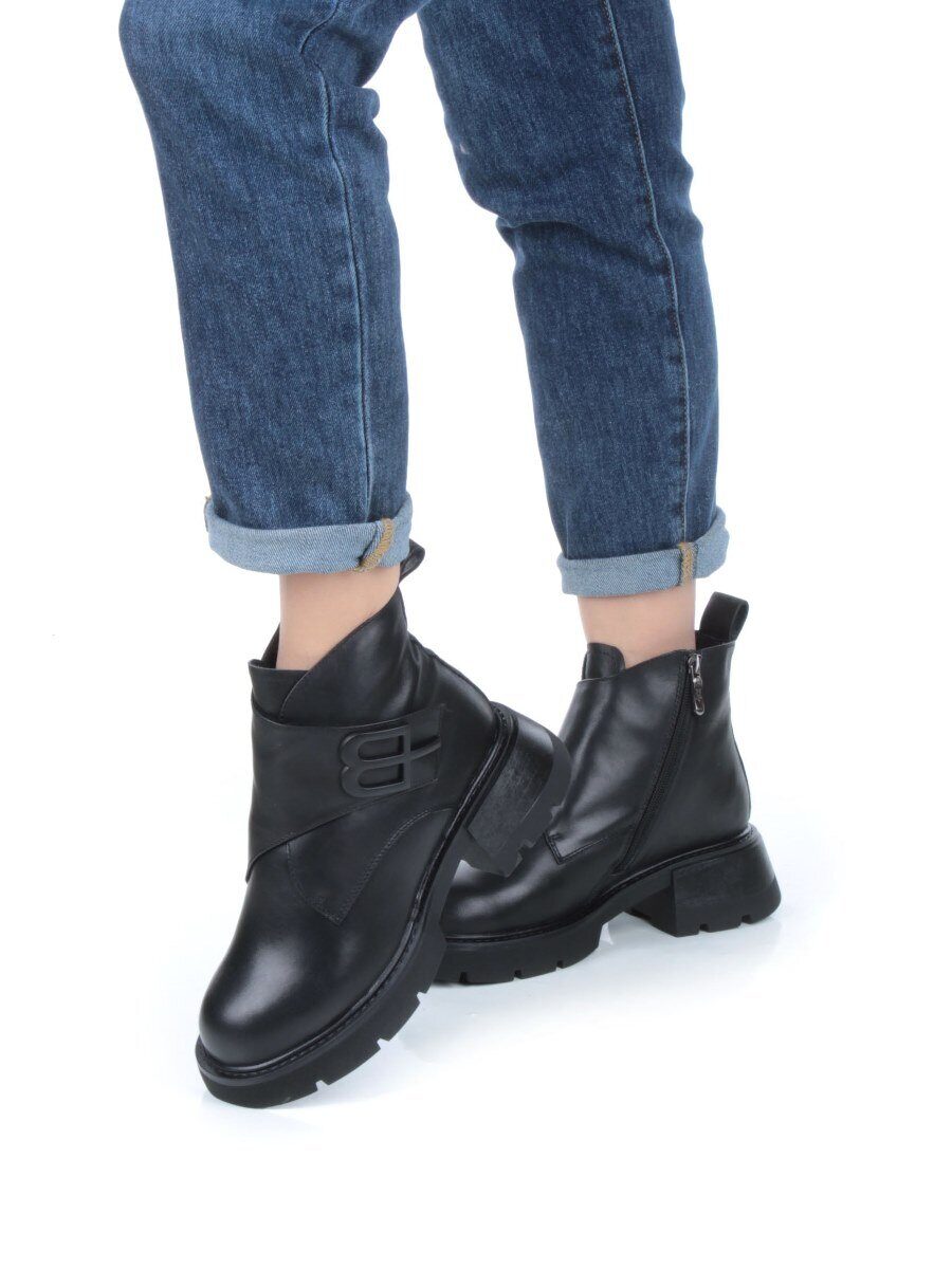 04-M3-L857 BLACK Ботинки зимние женские (натуральная кожа, натуральный мех)