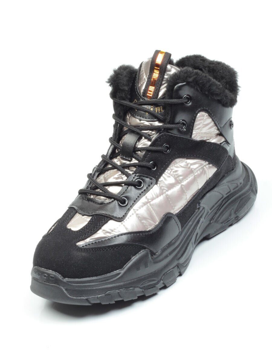 04-8524-3 BLACK Ботинки женские зимние (искусственные материалы)