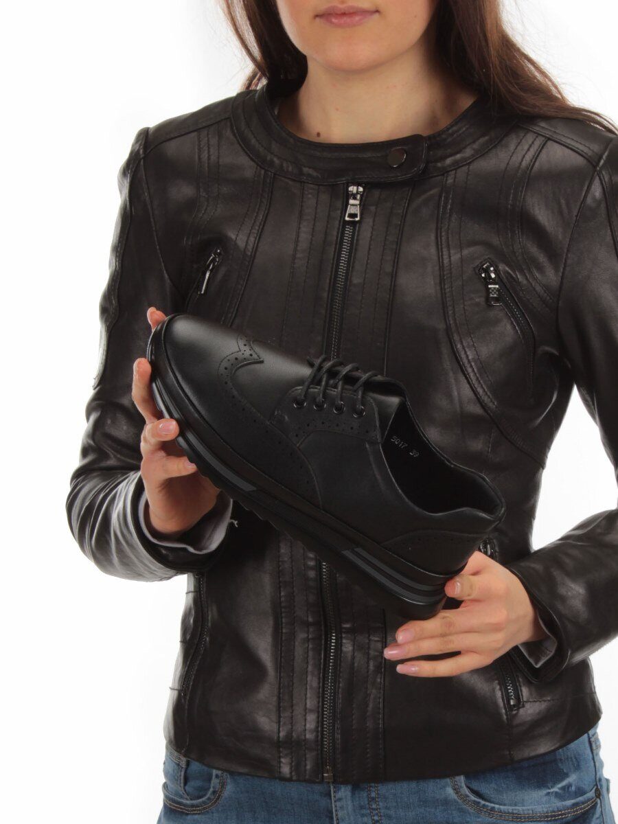 03-5017 BLACK Полуботинки женские (натуральная кожа)