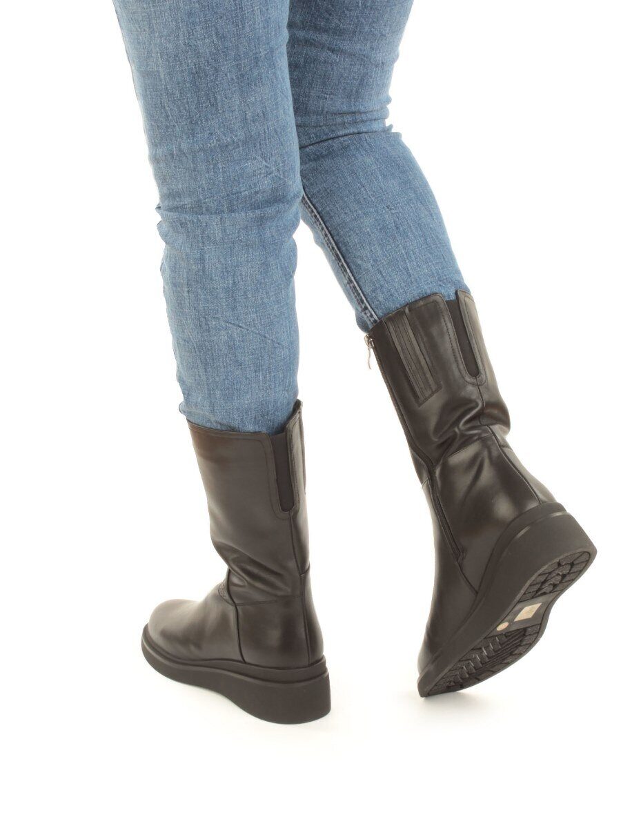 Z4213M BLACK Полусапоги зимние женские (натуральная кожа, натуральный мех)