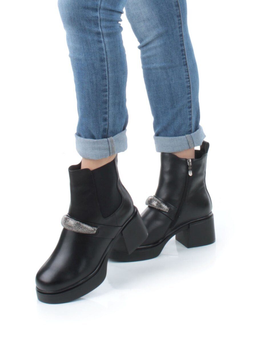 04-M904 987-31M-1 BLACK Ботинки зимние женские (натуральная кожа, натуральный мех)