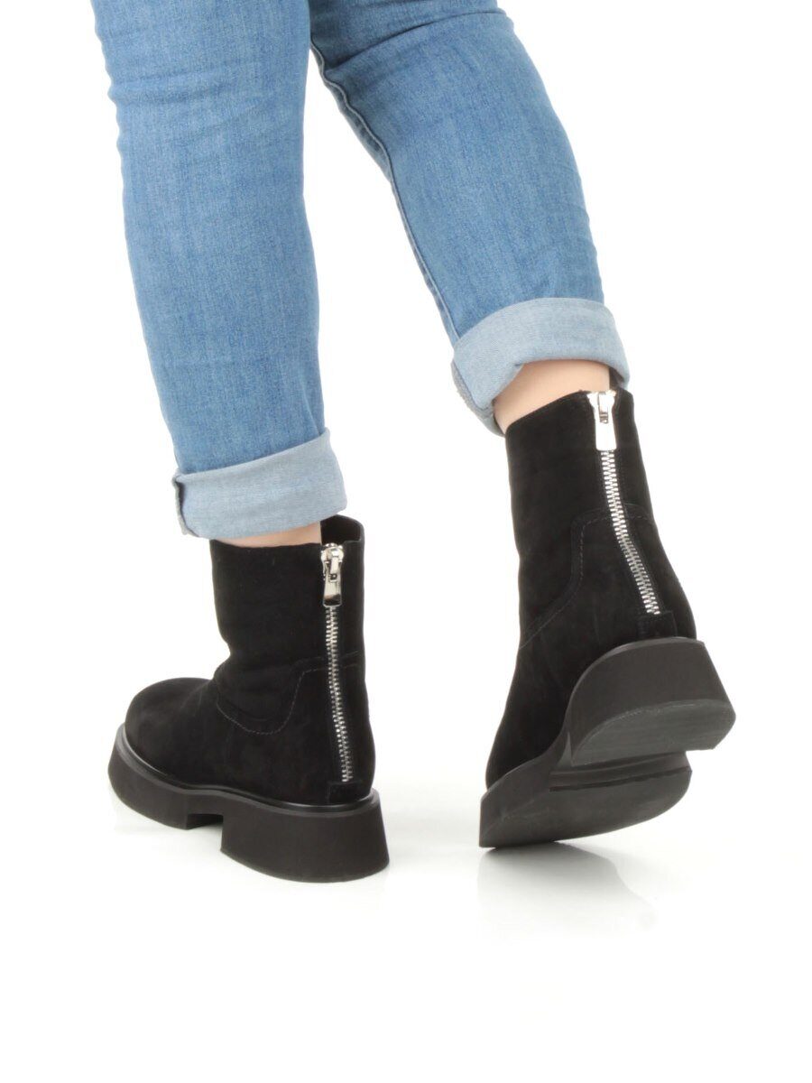 04-HJM397 BLACK Ботинки зимние женские (натуральная замша, натуральный мех)