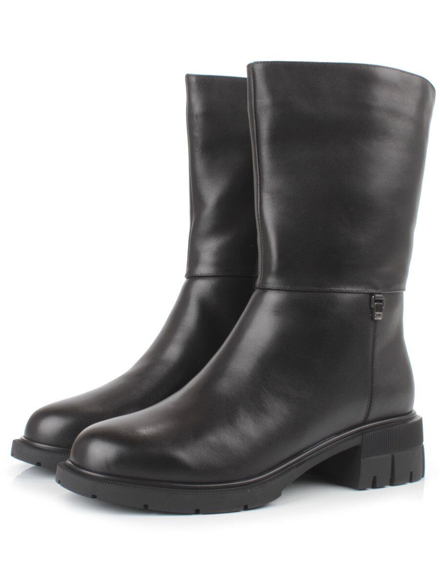 Z4209M BLACK Полусапоги зимние женские (натуральная кожа, натуральный мех)