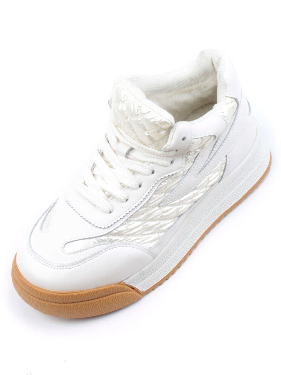 04-P48-2Z MILK WHITE Ботинки зимние женские (искусственная кожа и шерсть)