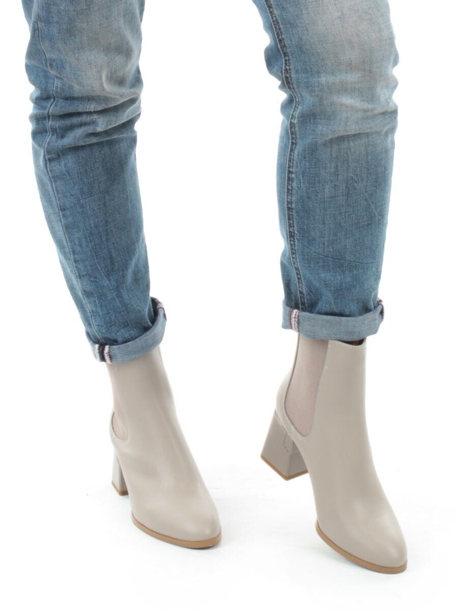 01-PCM359-2 GRAY/BEIGE Ботинки Челси демисезонные женские (натуральная кожа, байка)