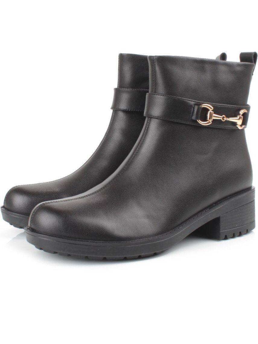 01-5575-1 BLACK Ботинки демисезонные женские (натуральная кожа, натуральная байка)