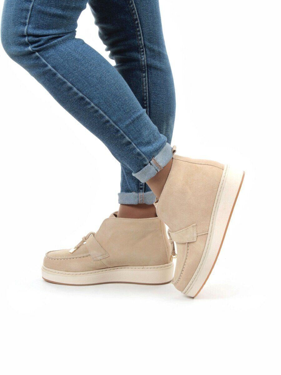 01-5172-5 BEIGE Ботинки женские демисезонные (натуральная замша, байка)