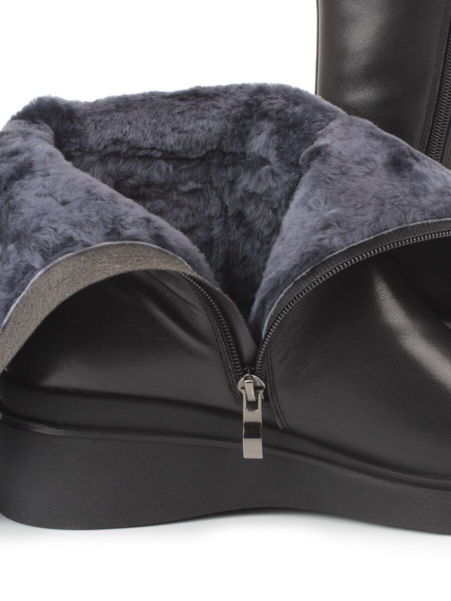 Z4212M BLACK Полусапоги зимние женские (натуральная кожа, натуральный мех)