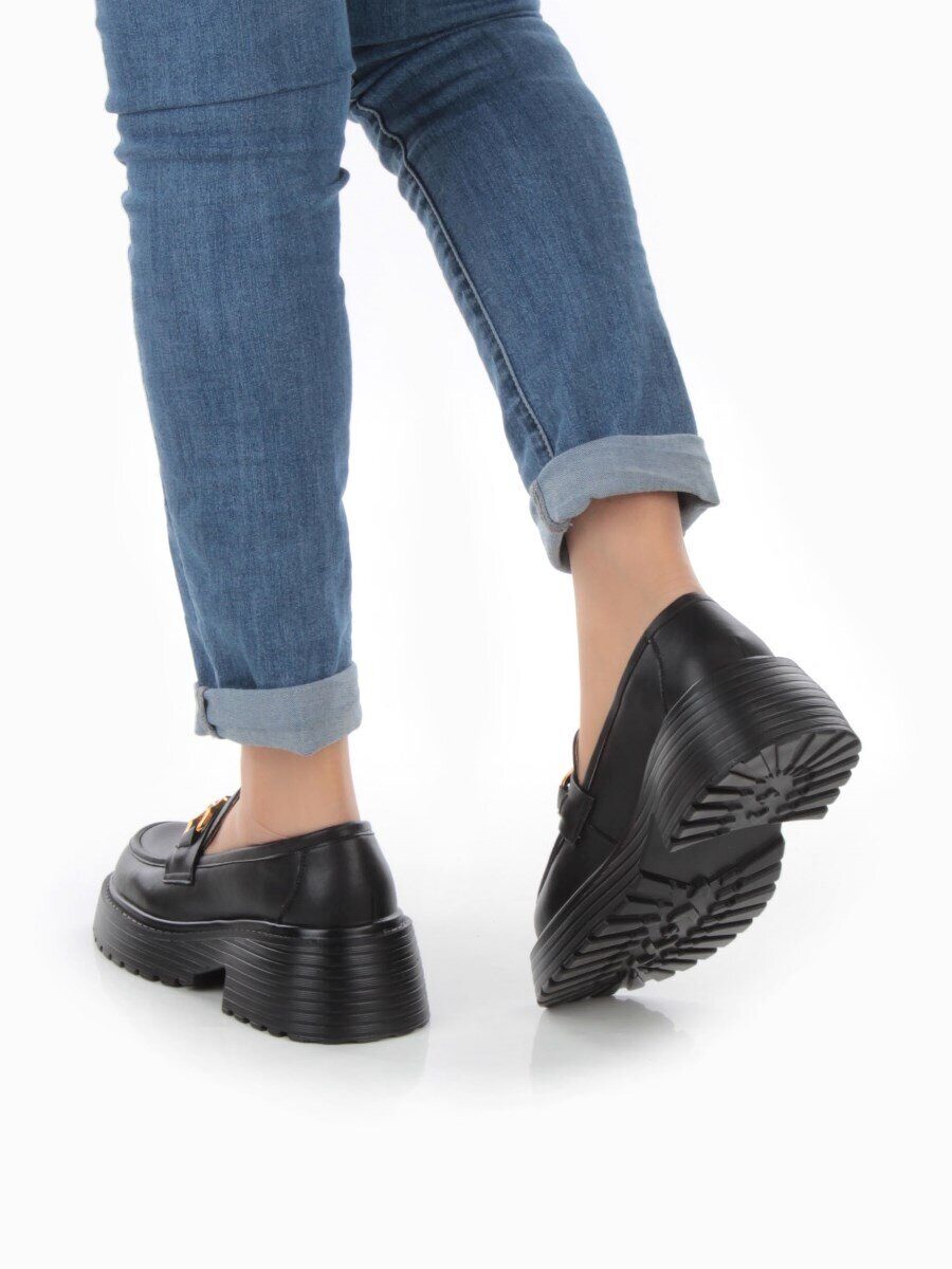 03-PDAG52-1 BLACK Лоферы женские (натуральная кожа)