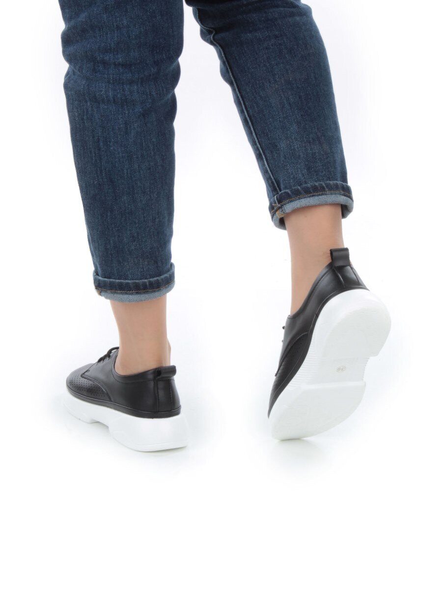 03-PDXL140-2 BLACK Полуботинки спортивные женские (натуральная кожа)