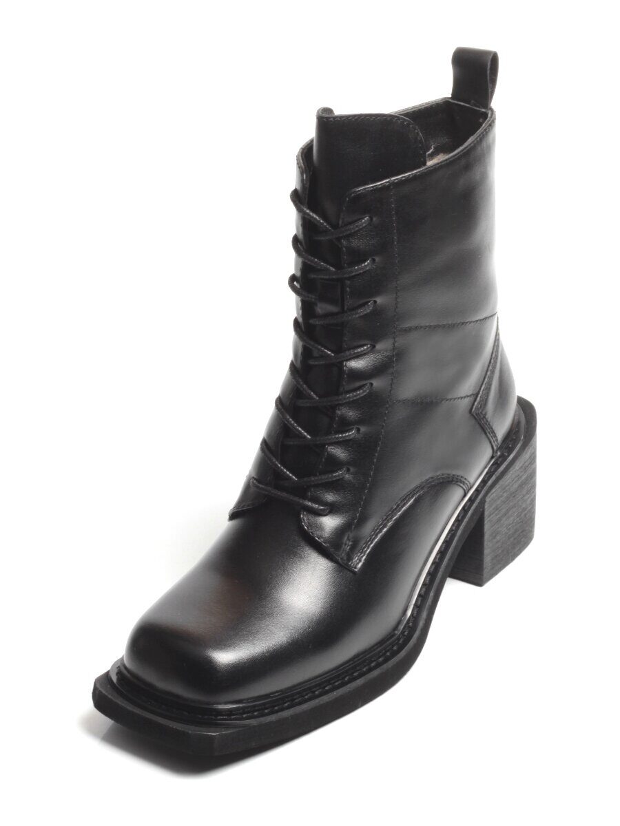 SE21W-2A BLACK Ботинки зимние женские (натуральная кожа, натуральный мех)