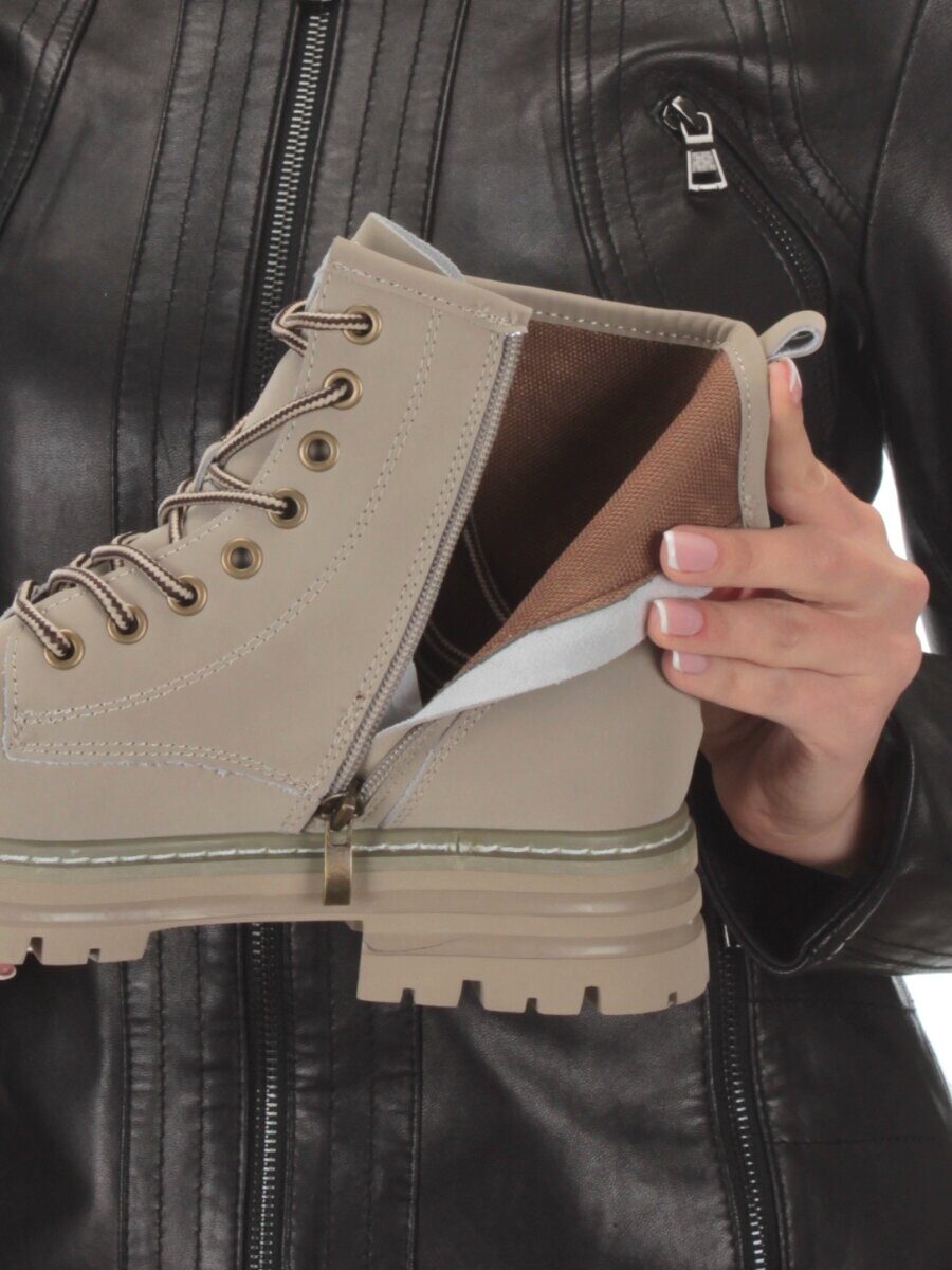 01-P8306-3 GRAY/BEIGE Ботинки демисезонные женские (натуральная кожа)