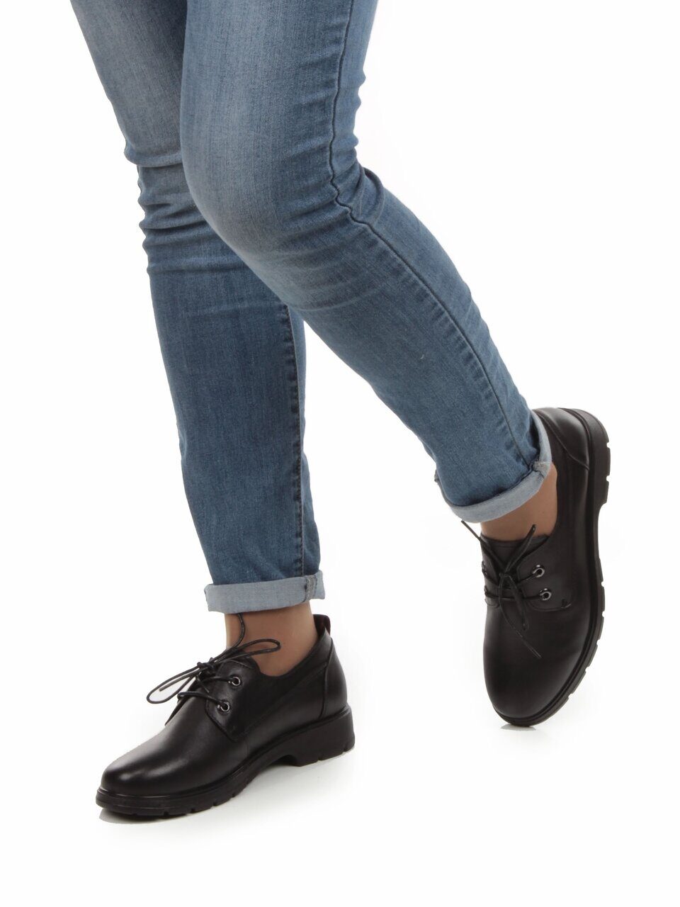 03-5077 BLACK Полуботинки женские (натуральная кожа)